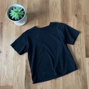 Black Distressed Edge Tee